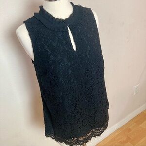 J Crew Black Lace Sleeveless Top SIZE TALL MEDIUM